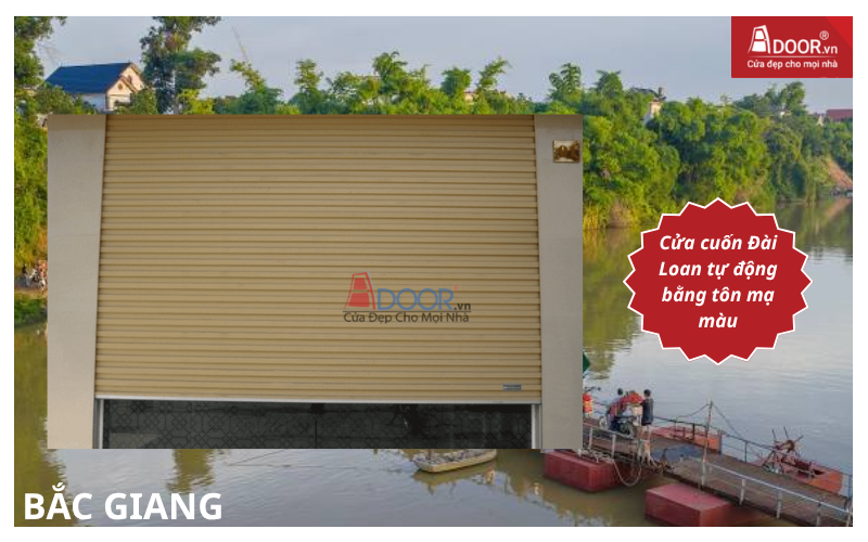 Cửa cuốn Đài Loan tự động bằng tôn mạ màu cửa cuốn Đài Loan Bắc Giang