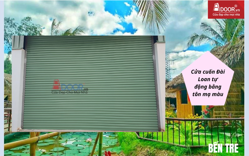 Cửa cuốn Đài Loan tự động bằng tôn mạ màu Cửa cuốn Đài Loan Bến Tre tự động bằng tôn mạ màu