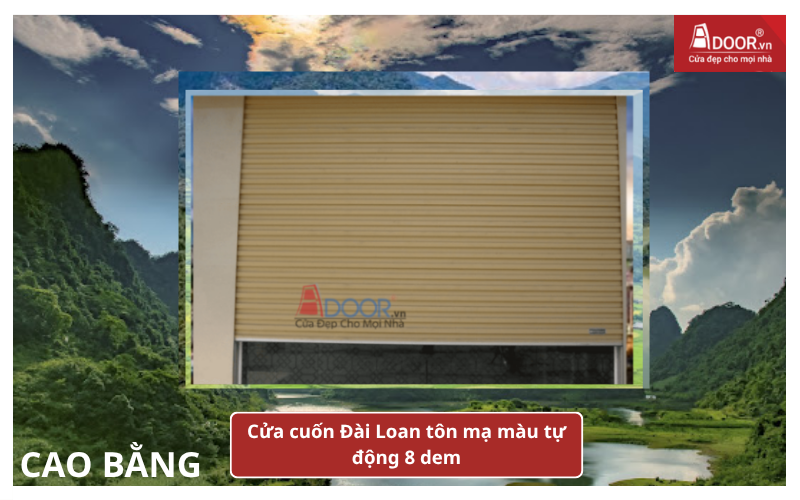 Cửa cuốn Đài Loan Cao Bằng tôn mạ màu tự động 8 dem