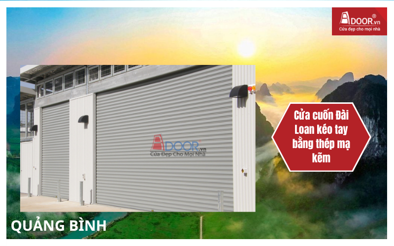 Cửa cuốn Đài Loan Quảng Bình kéo tay bằng thép mạ kẽm Cửa cuốn Đài Loan Quảng Bình kéo tay bằng thép mạ kẽm