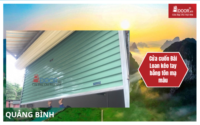 Cửa cuốn Đài Loan Quảng Bình kéo tay bằng tôn mạ màu Cửa cuốn Đài Loan Quảng Bình kéo tay bằng tôn mạ màu