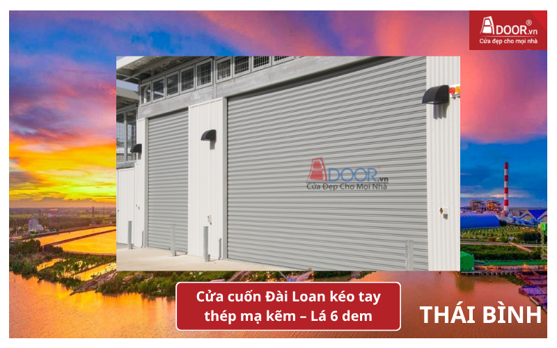 Cửa cuốn Đài Loan kéo tay thép mạ kẽm – Lá 6 dem cửa cuốn Đài Loan Thái Bình