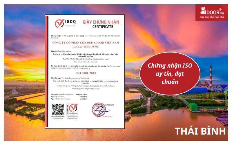Chứng nhận ISO uy tín, đạt chuẩn cửa cuốn Đài Loan Thái Bình