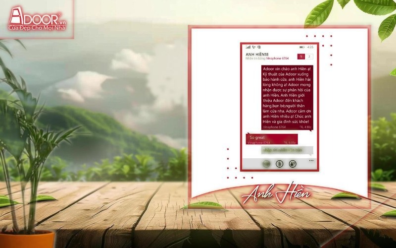 Phản hồi khách hàng 2 - cửa nhôm xingfa chính hãng nhập khẩu
