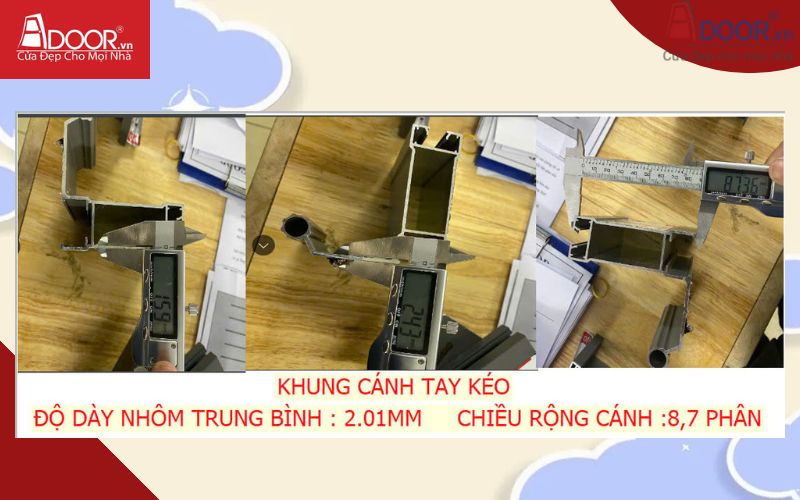 Khung tay kéo - Cánh kính Slim