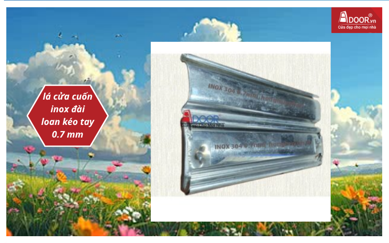 lá cửa cuốn inox đài loan kéo tay 0.7 mm cửa cuốn đài loan giá bao nhiêu 1m²
