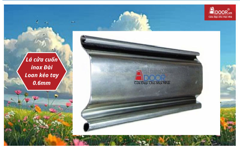 Lá cửa cuốn inox Đài Loan kéo tay 0.6mm cửa cuốn đài loan giá bao nhiêu 1m²
