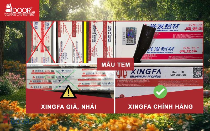 Phân biệt nhôm kính Xingfa chính hãng Cách phân biệt nhôm kính Xingfa thật giả qua tem nhãn