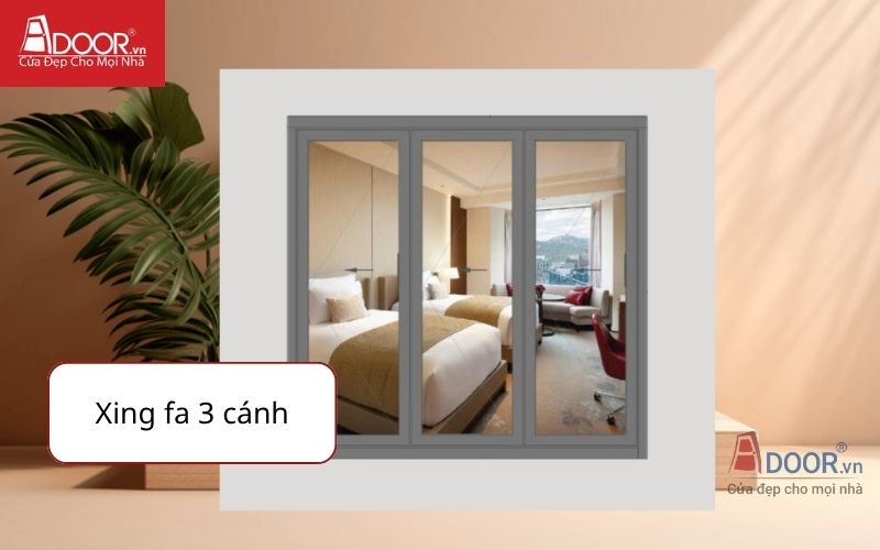 Cửa nhôm Xingfa kính cường lực 3 cánh mở lùa Cửa nhôm Xingfa kính cường lực 3 cánh mở lùa