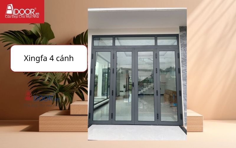 Cửa nhôm Xingfa kính cường lực 4 cánh mở lùa Cửa nhôm Xingfa kính cường lực 4 cánh mở lùa