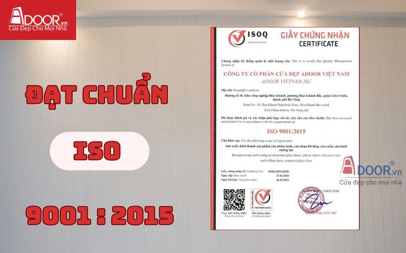 Giấy chứng nhận ISO 9001:2015 kèm bảng báo giá nhôm Xingfa Adoor