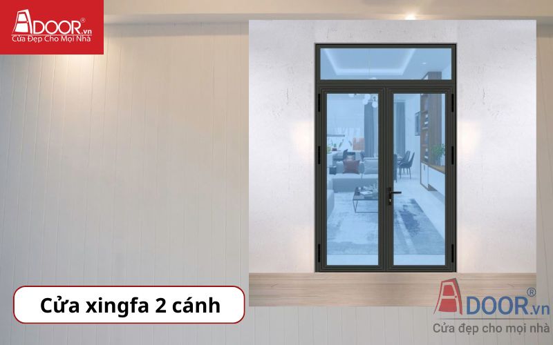Cửa nhôm Xingfa 2 cánh mở quay hệ 55 dùng để dự toán bảng báo giá nhôm Xingfa