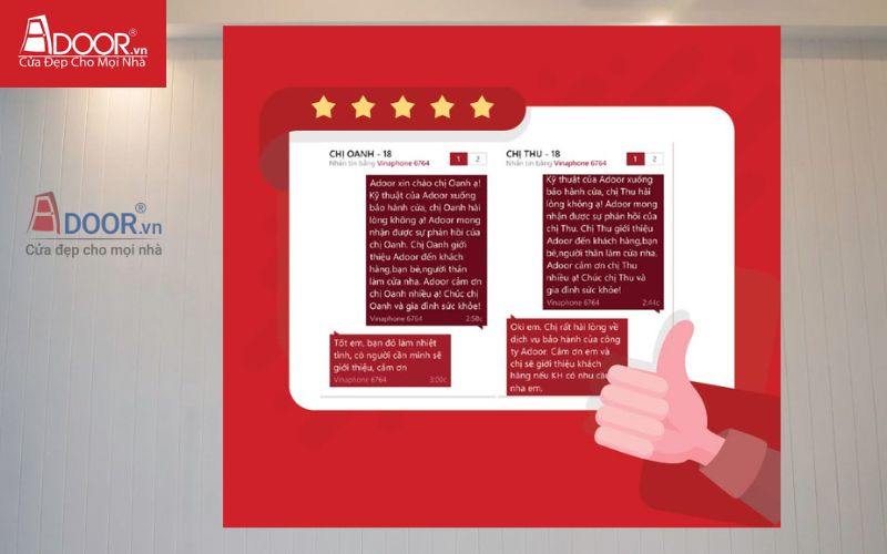 Khách hàng đánh giá 5 sao về bảng báo giá nhôm Xingfa của Adoor