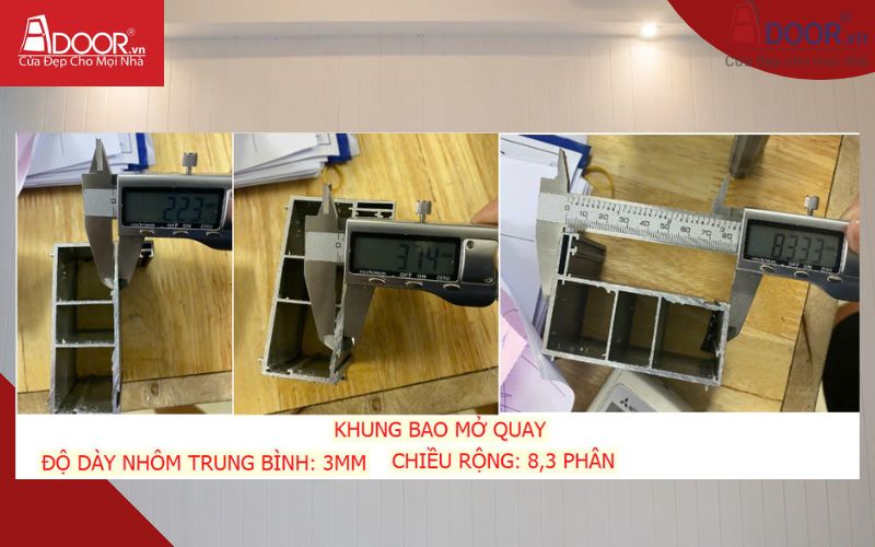 Độ dày khung bao mở quay 3mm theo bảng báo giá nhôm Xingfa