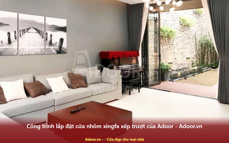 Công trình lắp đặt cửa nhôm xingfa xếp trượt của Adoor