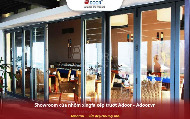 Showroom cửa nhôm xingfa xếp trượt Adoor