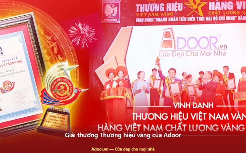 Giải thưởng Thương hiệu vàng của Adoor