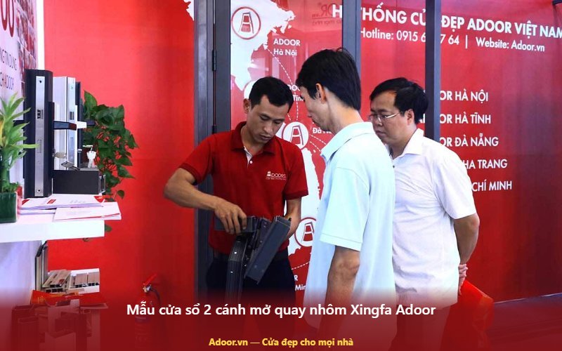 Mẫu cửa sổ 2 cánh mở quay nhôm Xingfa Adoor