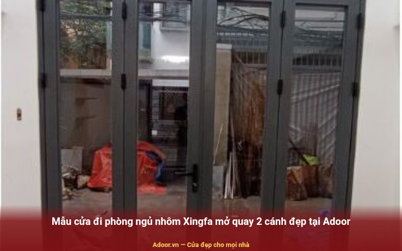 Mẫu cửa đi phòng ngủ nhôm Xingfa mở quay 2 cánh đẹp tại Adoor