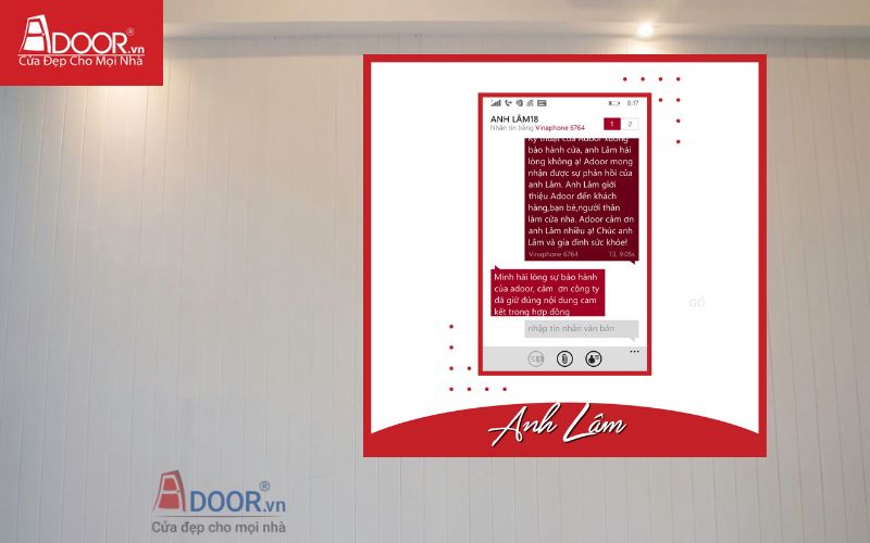 Phản hồi của anh Lâm về bảng báo giá nhôm Xingfa và bảo hành Adoor