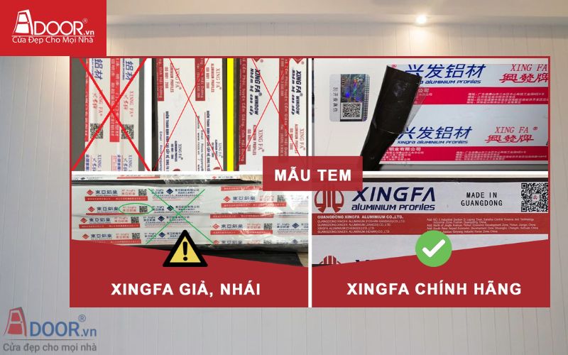 Phân biệt tem nhôm Xingfa chính hãng và hàng nhái khi xem bảng báo giá nhôm Xingfa