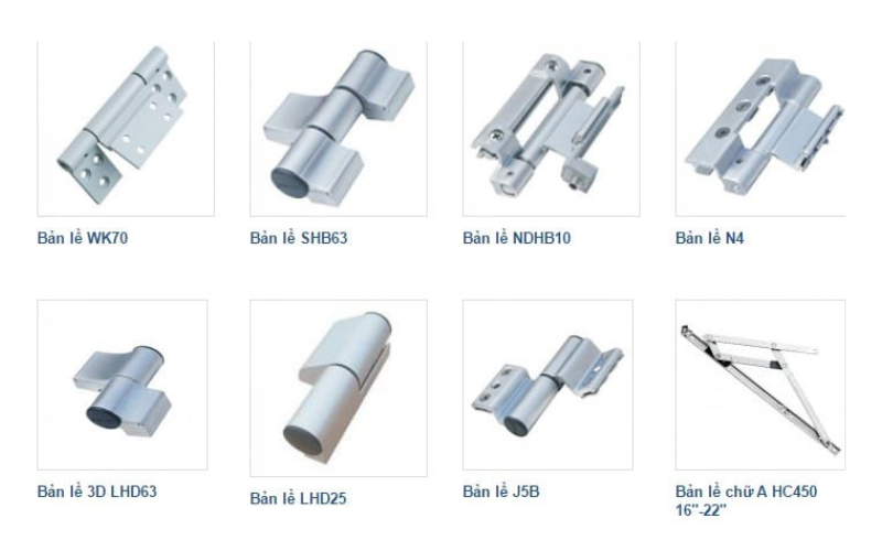 Các mẫu bản lề phụ kiện cửa nhôm Xingfa