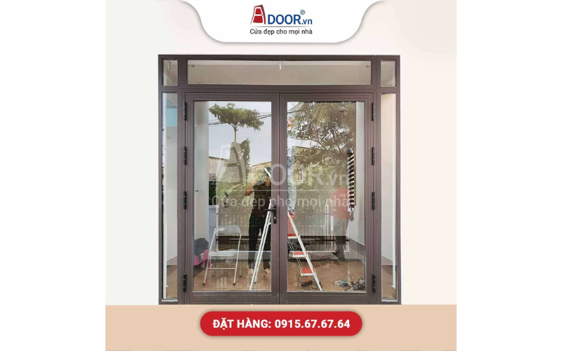 Mẫu cửa nhôm Xingfa 2 cánh mở quay