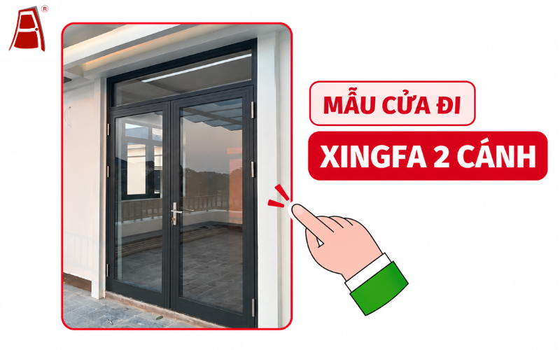 Mẫu cửa đi nhôm Xingfa 2 cánh Bình Định