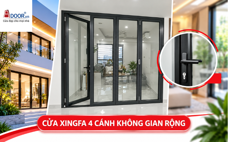Cửa nhôm Xingfa 4 cánh cho không gian rộng