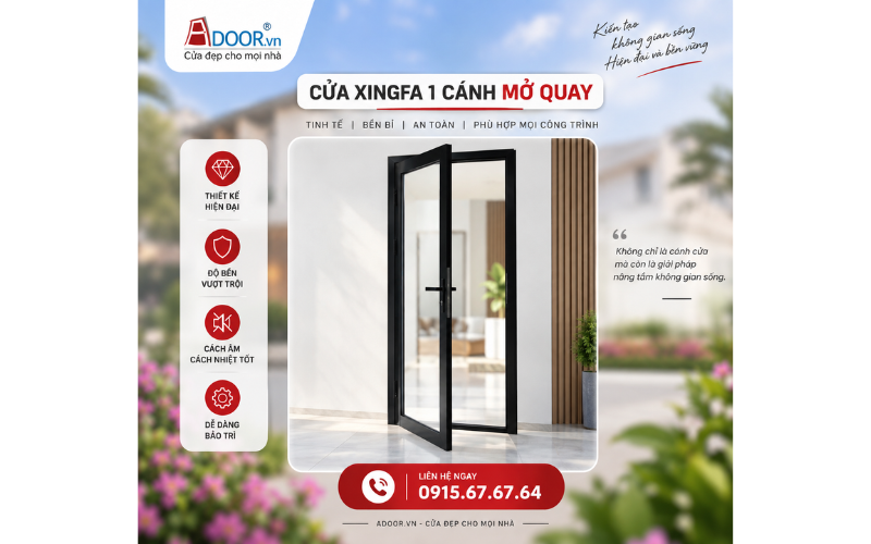 Cửa nhôm Xingfa 1 cánh mở quay Adoor