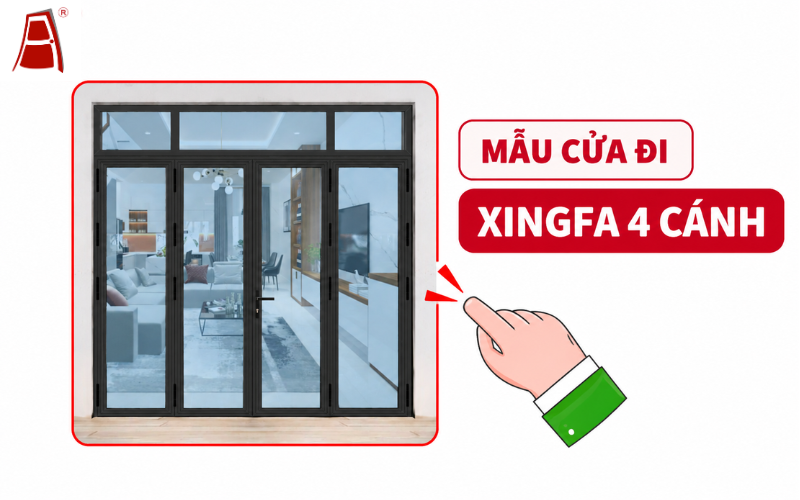 Mẫu cửa đi nhôm Xingfa 4 cánh Bình Định