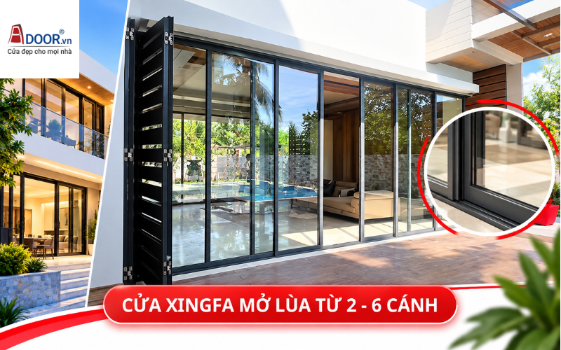 Cửa nhôm Xingfa mở lùa 2–6 cánh Kon Tum