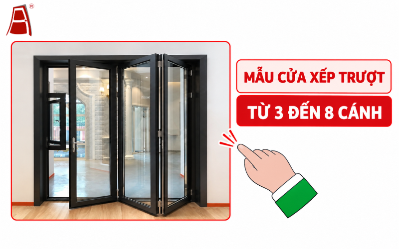 Mẫu cửa nhôm Xingfa xếp trượt từ 3 đến 8 cánh Bình Định