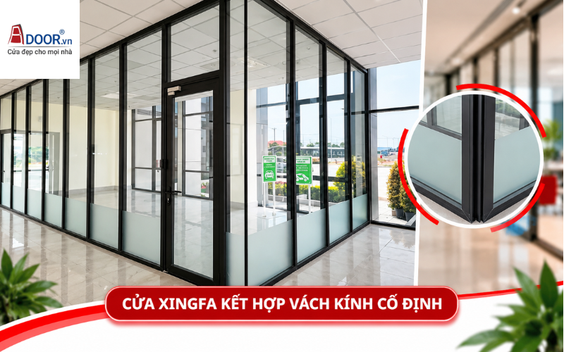 Cửa Xingfa kết hợp vách kính cố định