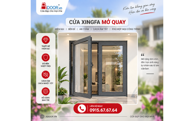 Mẫu cửa nhôm Xingfa mở quay Adoor