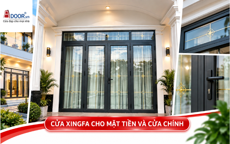 Cửa nhôm Xingfa Kon Tum cho mặt tiền và cửa chính