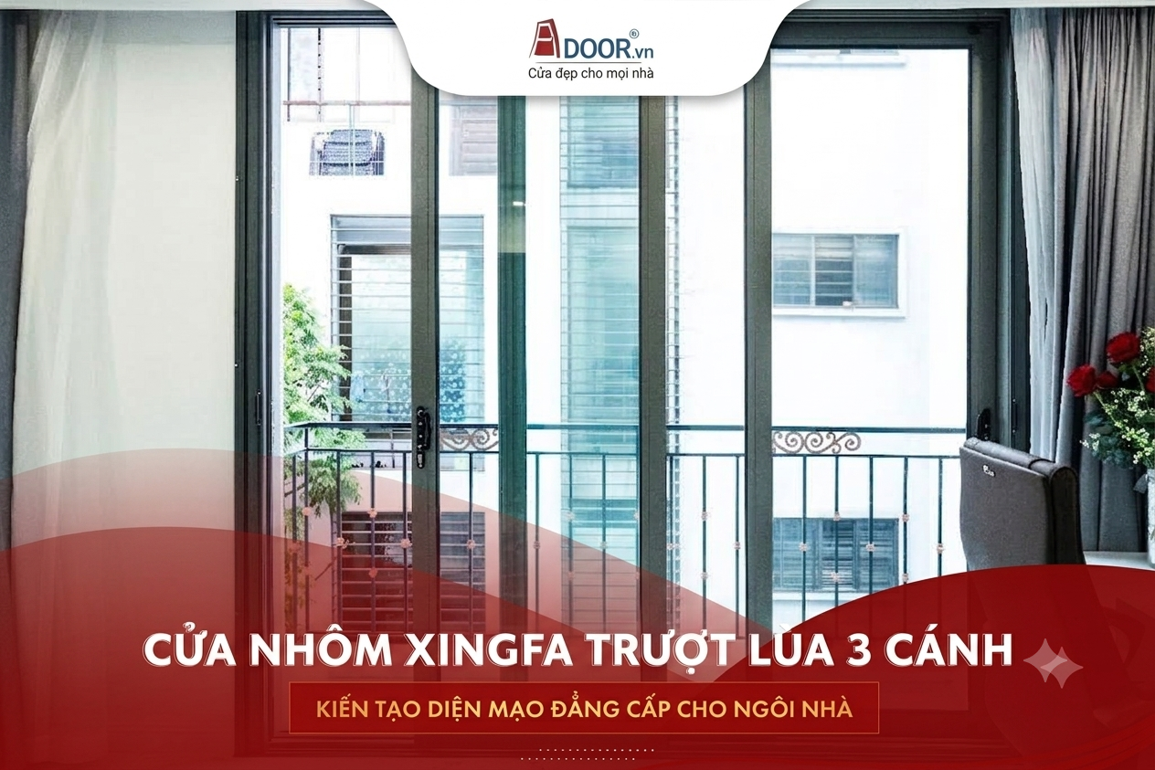Cửa nhôm Xingfa trượt lùa 3 cánh hiện đại