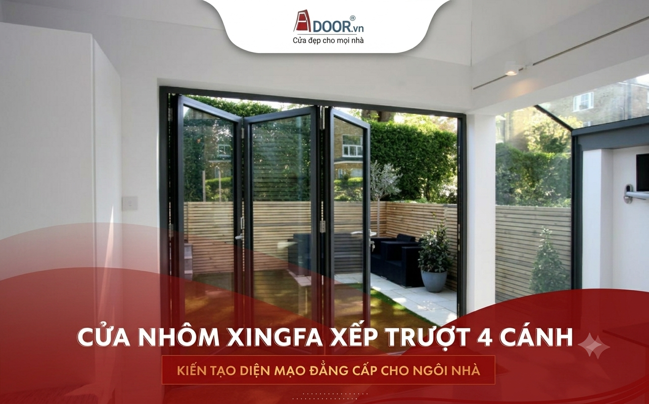 Cửa nhôm Xingfa xếp trượt 4 cánh hiện đại