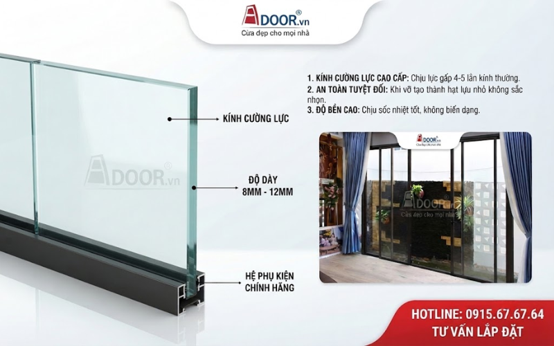 Kính cường lực cửa nhôm Xingfa Adoor