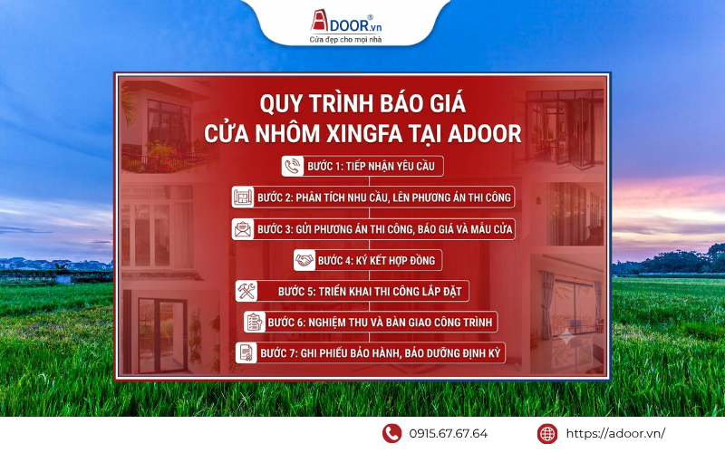 Cửa nhôm Xingfa Vĩnh Phúc - Quy trình báo giá và thi công cửa nhôm Xingfa Adoor Quy trình báo giá và thi công cửa nhôm Xingfa Adoor