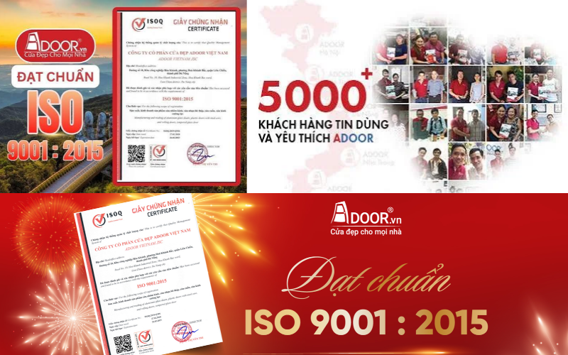 Chứng nhận ISO 9001:2015 về quản lý chất lượng của Adoor