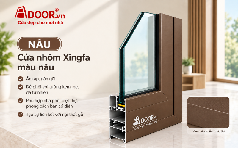 Màu sắc cửa nhôm Xingfa - Màu nâu