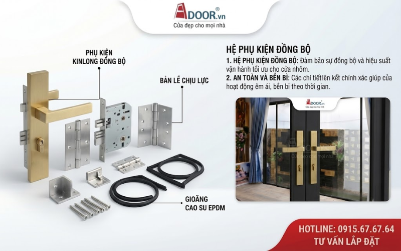 Hệ phụ kiện cửa nhôm Xingfa Adoor