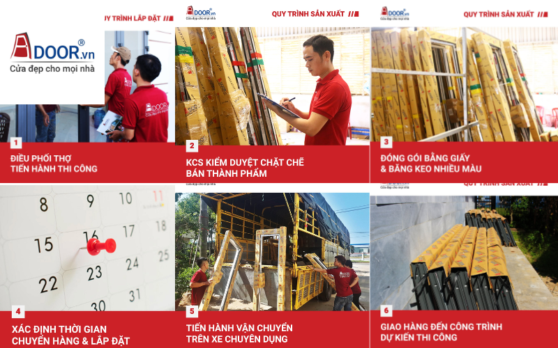 Quy trình sản xuất và lắp đặt cửa nhôm Adoor