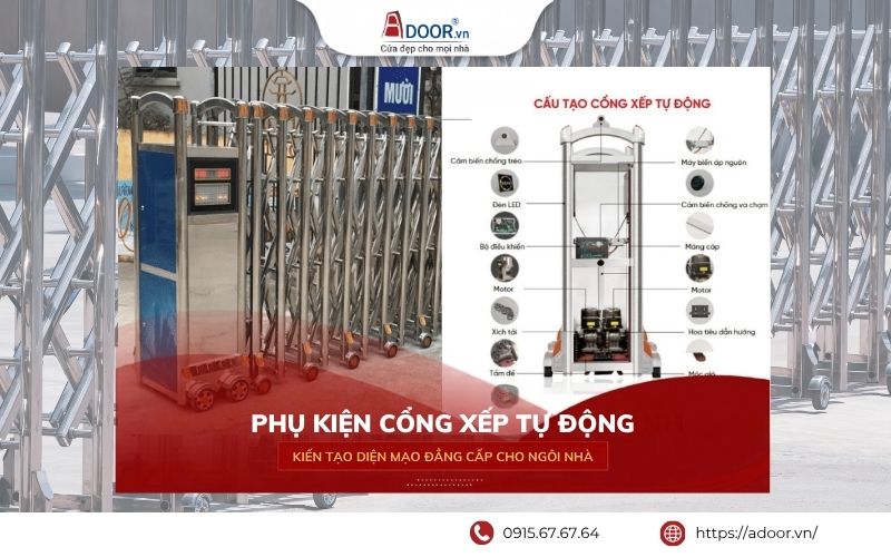 Hệ thống phụ kiện cổng xếp Adoor