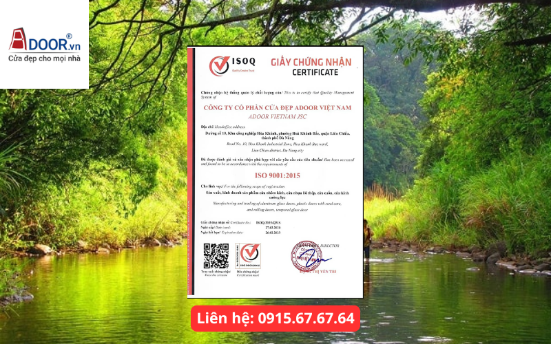 Chứng chỉ ISO của Adoor