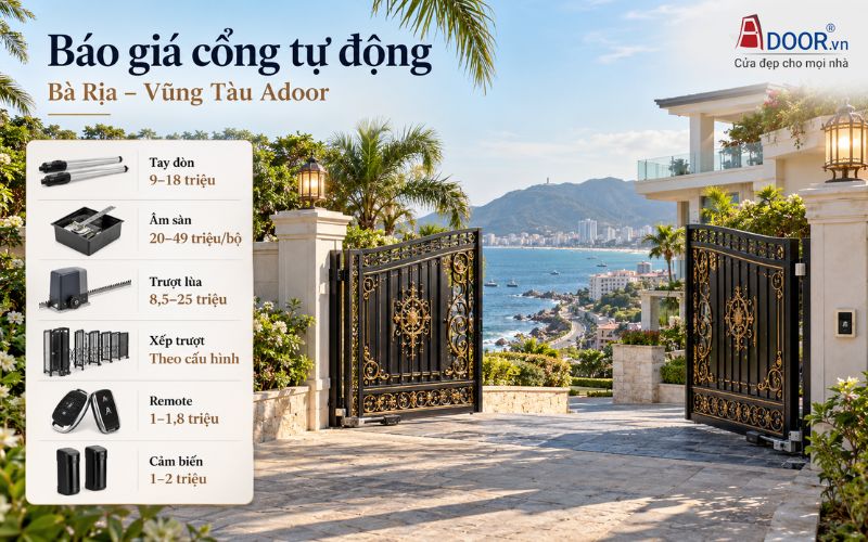 Cổng tự động tại Bà Rịa – Vũng Tàu – Báo giá motor và phụ kiện tham khảo 