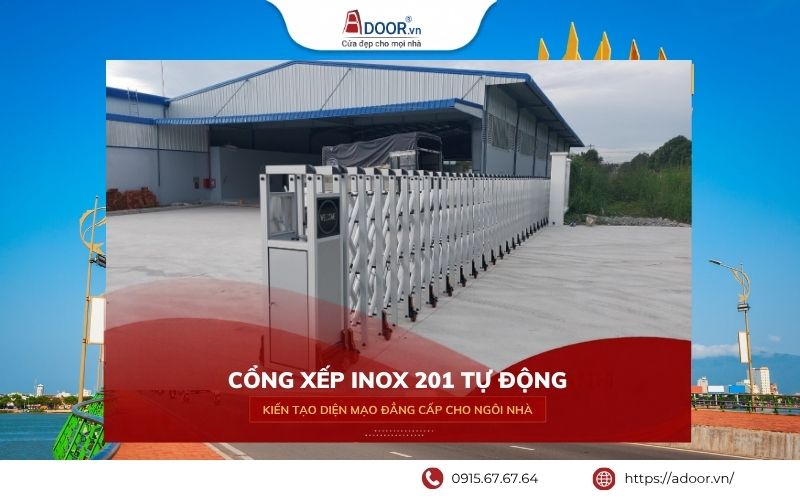 Cửa Cổng Xếp Tự Động Inox 201 