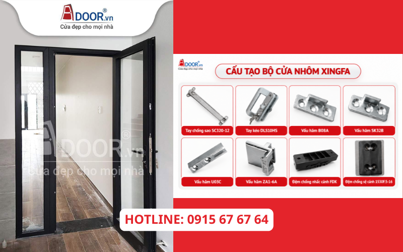 Cấu tạo và các phụ kiện của bộ cửa nhôm Xingfa