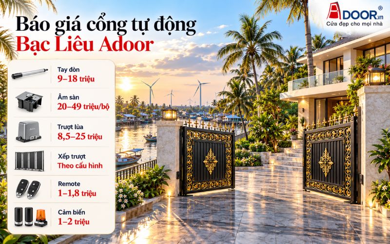 Cổng tự động tại Bạc Liêu – Báo giá motor và phụ kiện